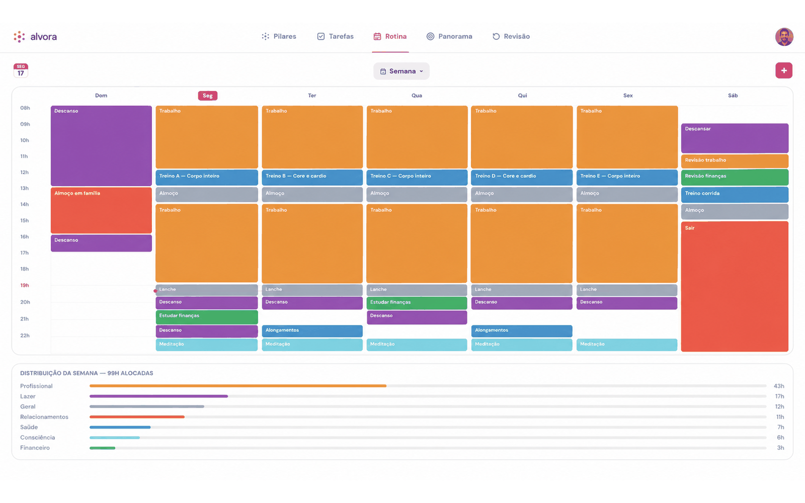 Rotina — organização da semana