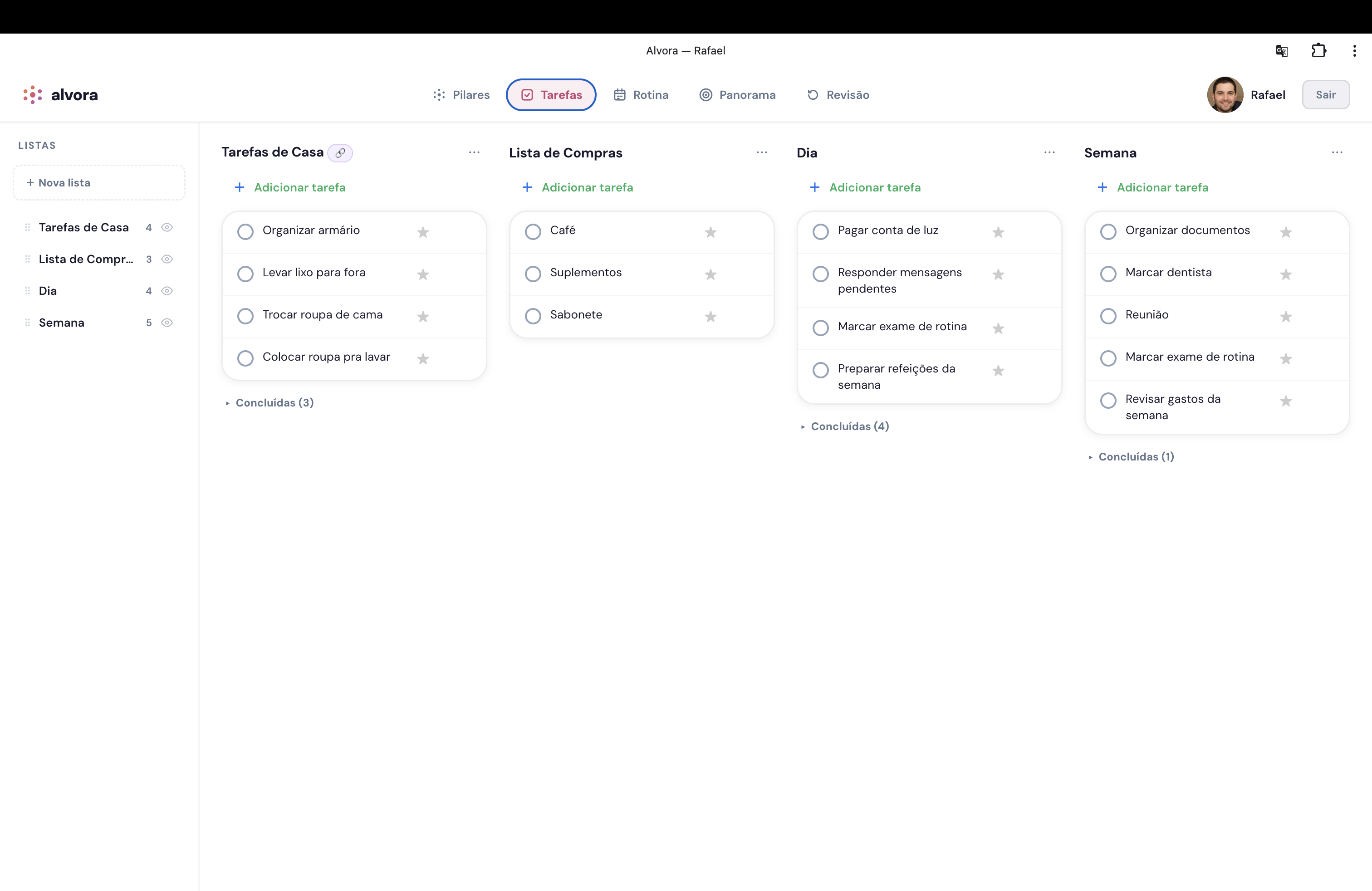 Tarefas — board Kanban